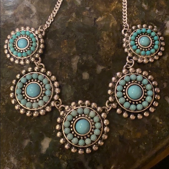 Turquoise and silver necklace - Picture 5 of 7